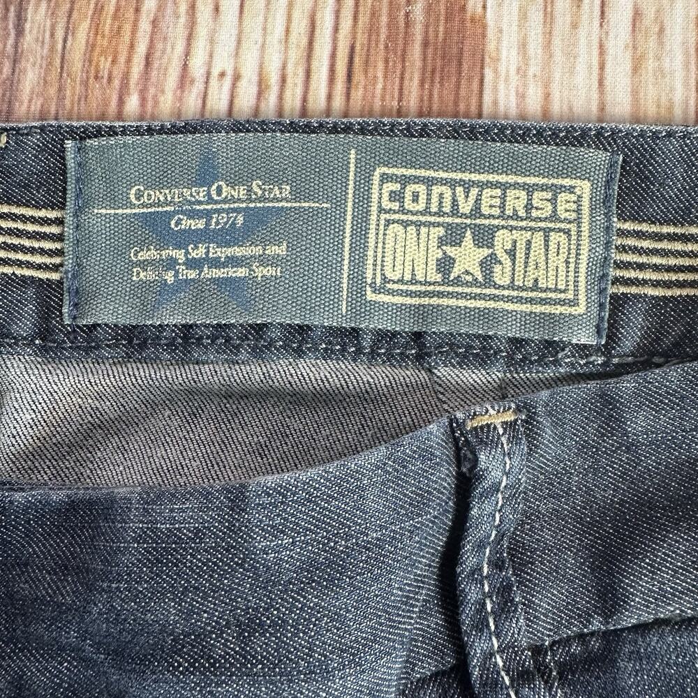 Converse All Star Size 6 Blue Jean Denim Knee Length Skirt Back Slit 32X18.75 - Picture 7 of 8